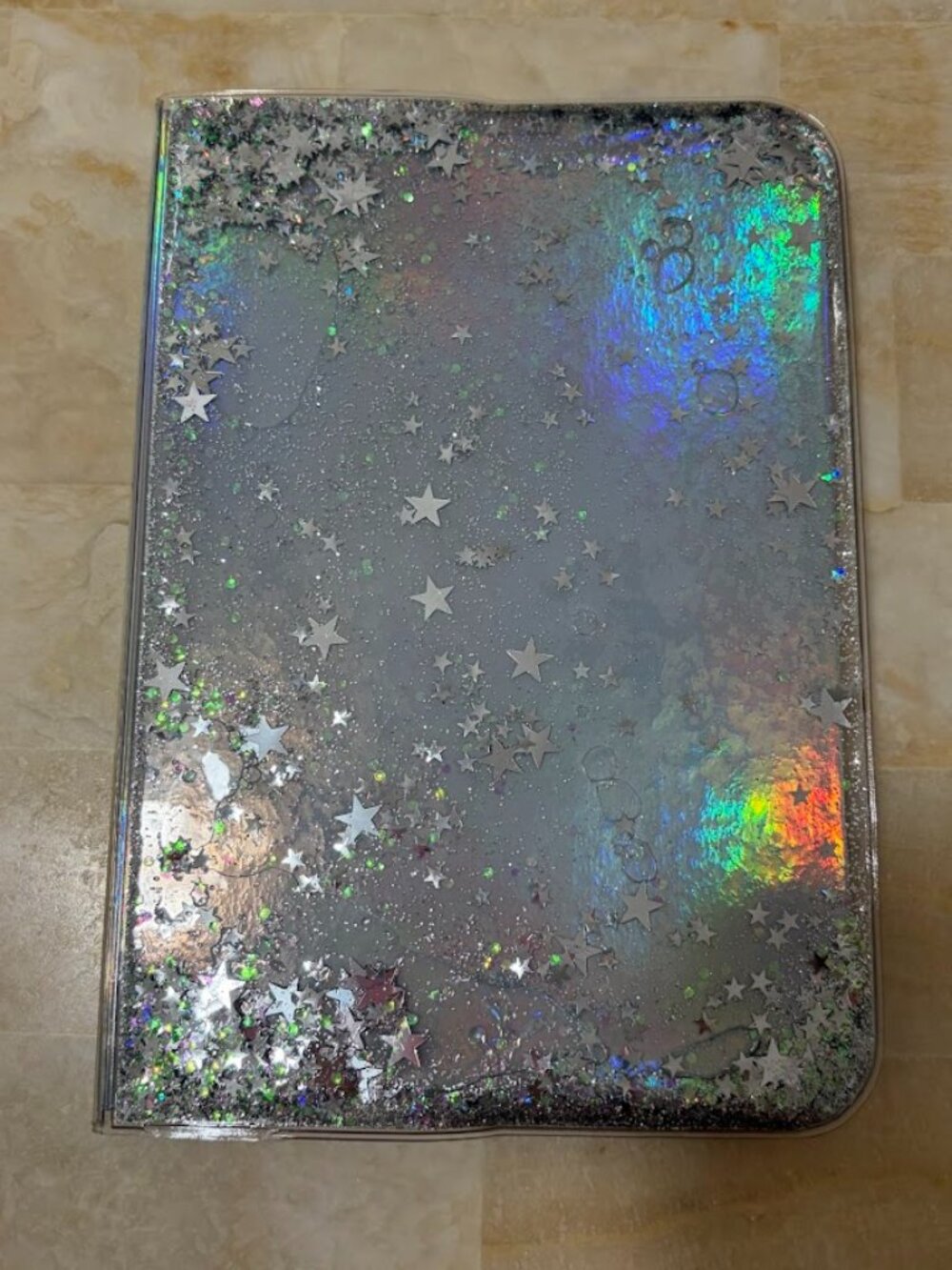 Skinny Dip London Silver Star Glitter Iridescent Notebook - NWT